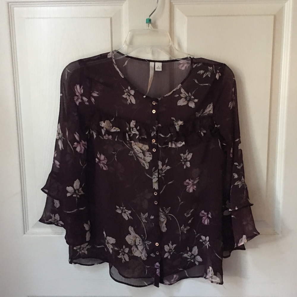 LC Lauren Conrad | ruffle chiffon blouse